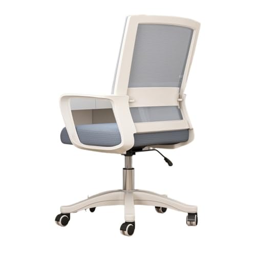Bequeme Lordosenstütze for den Schreibtischstuhl im Homeoffice. Ergonomischer, mittelhoher Netzrücken, rollender Arbeitsdrehstuhl for Schlafzimmer, Arbeitszimmer, Wohnheim, Studentenwohnheim(White) von lskdnrufh