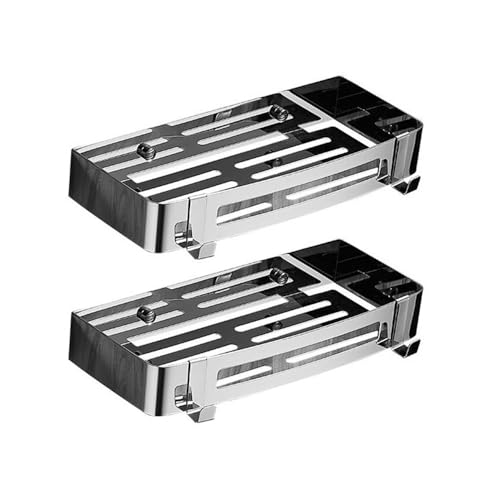 Duschregal Duschregale im 2er-Pack – selbstklebender Duschkorb mit 4 beweglichen Haken, Dusch-Organizer aus Edelstahl ohne Bohren, einfach zu montierende Badezimmer-Aufbewahrung Shower Caddy(Mirror Fi von lskdnrufh