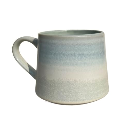 Extra große Kaffeetasse aus Keramik mit großem Henkel, 480 ml, übergroße Teetasse for Büro und Zuhause, for Heiß- und Kalttrinken, handgefertigte glasierte Textur(Blue) von lskdnrufh