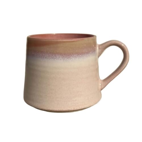 Extra große Kaffeetasse aus Keramik mit großem Henkel, 480 ml, übergroße Teetasse for Büro und Zuhause, for Heiß- und Kalttrinken, handgefertigte glasierte Textur(Pink) von lskdnrufh