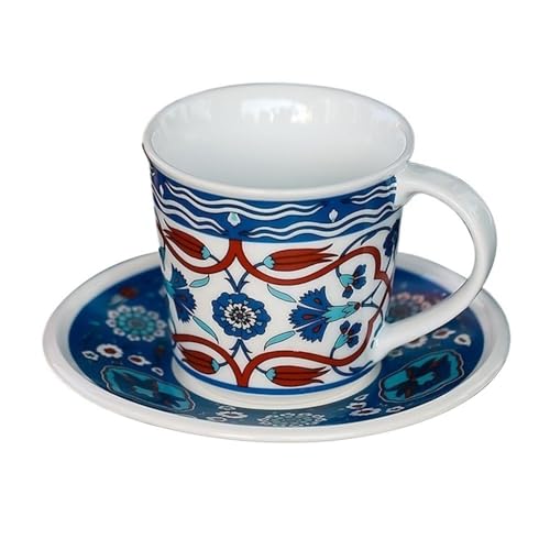 Handgefertigte Kaffeetasse aus Keramik, 200 oder 280 ml, ideal for grünen Tee oder große, handbemalte Keramiktassen mit Blumenmuster for Damen, Latte(Large) von lskdnrufh