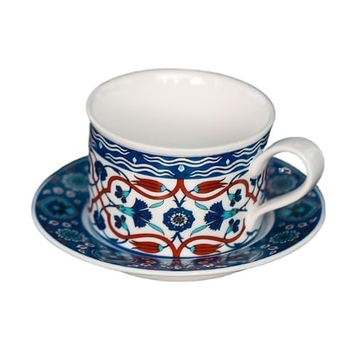 Handgefertigte Kaffeetasse aus Keramik, 200 oder 280 ml, ideal for grünen Tee oder große, handbemalte Keramiktassen mit Blumenmuster for Damen, Latte(Small) von lskdnrufh