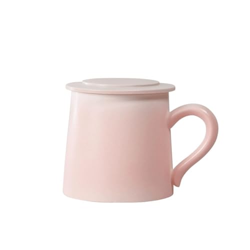 Hoher Kaffeebecher aus Keramik, Teetasse for Büro und Zuhause, 325 ml, spülmaschinen- und mikrowellengeeignet, 1 Stück (Pink) von lskdnrufh