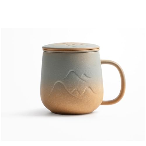 Kaffeetasse aus Keramik, einzigartige glasierte Keramik-Trinktasse, Kaffeetasse mit großem Henkel for Zuhause, Büro(Yellow) von lskdnrufh