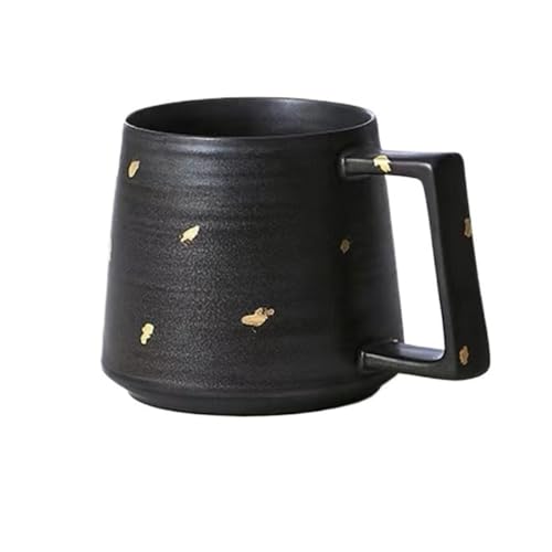 Kaffeetassen, Keramik-Kaffeetassen, bunte Porzellantasse for Kaffee, Tee, Milch, heiße Schokolade, 540 ml(Black) von lskdnrufh