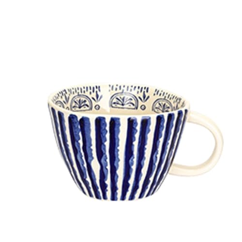 Kaffeetassen-Set, 12 Unzen, Keramiktasse for Männer, Frauen, einzigartige glasierte Tassen mit Henkel for Kaffee, Tee, Milch, Kakao, Müsli(Blue) von lskdnrufh