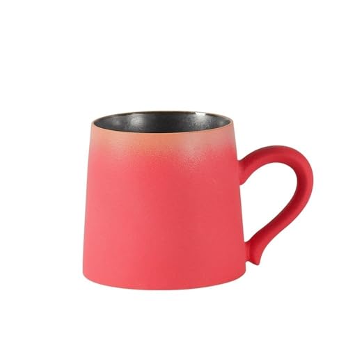 Kaffeetassen-Set aus Keramik – 325 ml, großes Steingut for Männer und Frauen, einzigartige glasierte Porzellantassen mit Henkel, Latte, Tee, Milch, Kakao (rot) von lskdnrufh