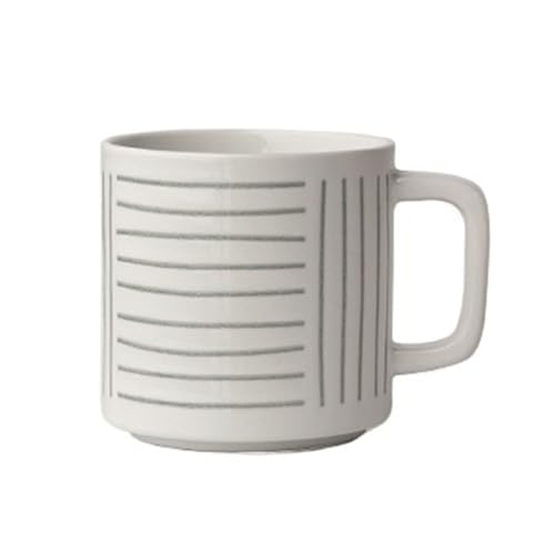 Kaffeetassen mit geometrischer Struktur, stilvolle Teetasse aus Keramik for Latte, Cappuccino, Milch, Wasser, Müsli, 380 ml(Gray) von lskdnrufh