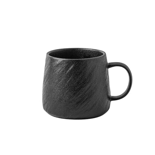 Keramik-Kaffeetassen, 16,91 oz, handgefertigt mit Terrakotta-Unterseite for Latte/Tee/Bier/heiße Schokolade.(Black) von lskdnrufh
