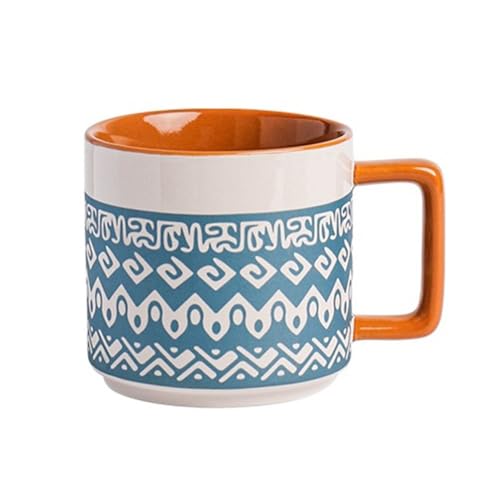 Keramik-Kaffeetassen, großes Fassungsvermögen, breiter Boden, Transmutationsglasur-Handwerk, handgefertigte Keramiktasse, Teetassen mit Henkel for Büro/Zuhause(Blue) von lskdnrufh