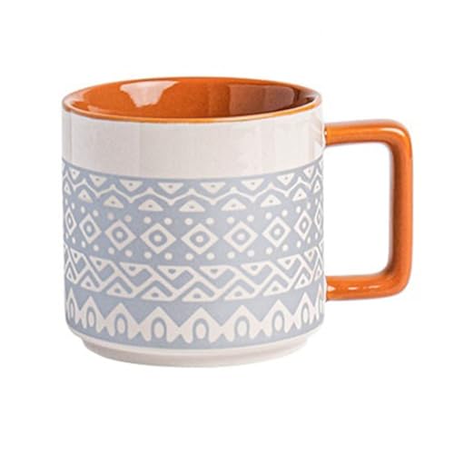 Keramik-Kaffeetassen, großes Fassungsvermögen, breiter Boden, Transmutationsglasur-Handwerk, handgefertigte Keramiktasse, Teetassen mit Henkel for Büro/Zuhause(Gray) von lskdnrufh