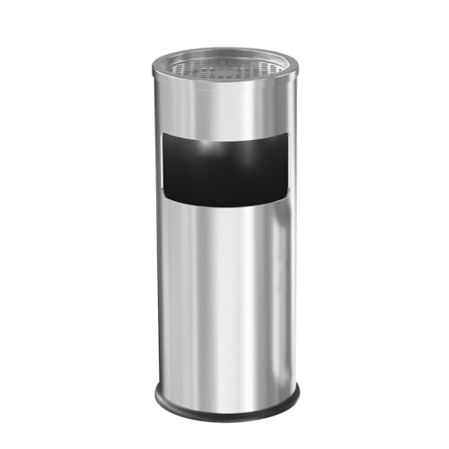 Mülleimer Außenmüllschrank Industriemülleimer mit Deckel Gewerbemüllcontainer Edelstahl-Aschenbecher(Silver) von lskdnrufh