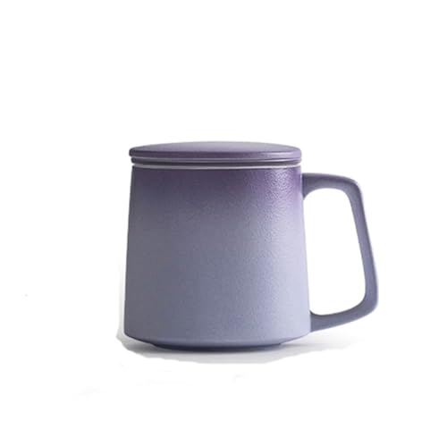 Teetasse mit Henkel, chinesische Keramik-Teetasse, mit Teesieb und Deckel, 11,84 oz, Grün, Rosa, Lila, Gelb(Purple) von lskdnrufh