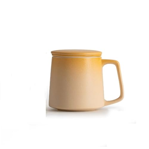 Teetasse mit Henkel, chinesische Keramik-Teetasse, mit Teesieb und Deckel, 11,84 oz, Grün, Rosa, Lila, Gelb(Yellow) von lskdnrufh
