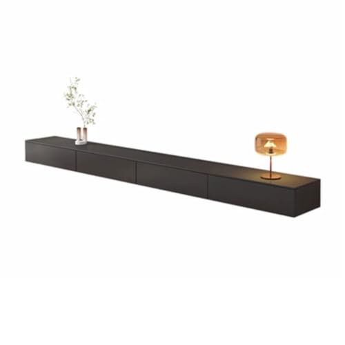 lskdnrufh An der Wand montierter einfacher TV-Ständer Schwebendes Entertainment-Center mit Lagerschrank Luxus-TV-Ständer Fernsehen(Black,220 * 30 * 20.5cm) von lskdnrufh