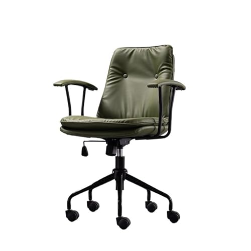 lskdnrufh Bequeme Schreibtischstühle for das Home Office, PU-Leder, Bürostühle mit Rädern und schwarzer Metallbasis, ergonomische Stühle, Verstellbarer Drehstuhl(Green) von lskdnrufh