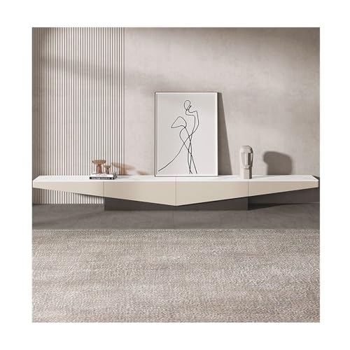lskdnrufh Boden-TV-Ständer 78'', Untermaterial mit Sinterstein-Tischplatte, TV-Regal, Unterhaltungskonsole mit 2 Schubladen for das Wohnzimmer von lskdnrufh