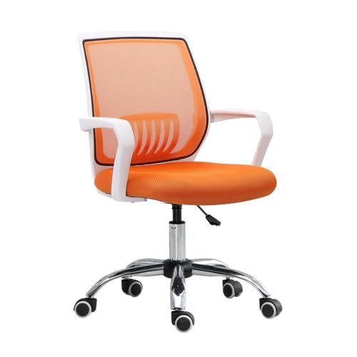 lskdnrufh Bürostuhl mit Lordosenstütze und festen Armlehnen, Netzrückenlehne, Drehbarer Bürostuhl, Konferenzraumstuhl(Orange) von lskdnrufh