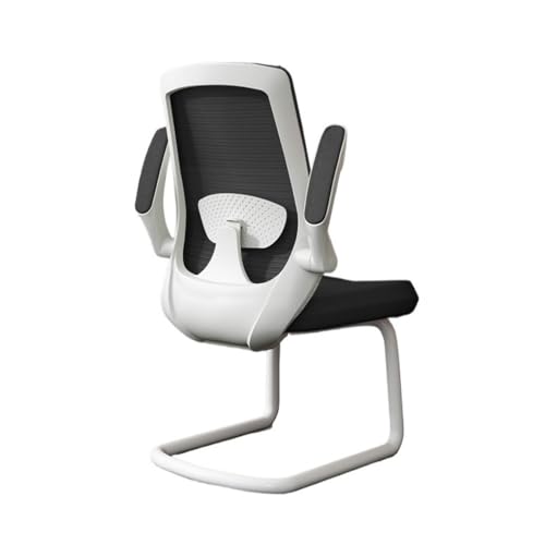 lskdnrufh Chefsessel mit verstellbaren Armlehnen und Metallkufengestell, Schreibtischstuhl mit hoher Rückenlehne und Netzgewebe for das Arbeitszimmer von Erwachsenen(White) von lskdnrufh