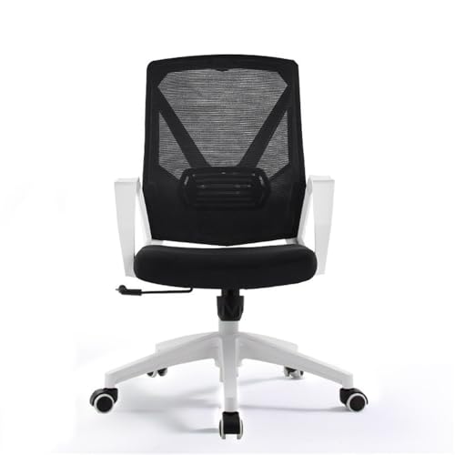 lskdnrufh Drehbarer Arbeitsstuhl mit mittelhoher Rückenlehne und Netzstoff, modisch, verstellbar, ergonomisch, mit Rollen, Rückenlehne for Studien- und Konferenzstühle(Black) von lskdnrufh