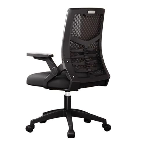 lskdnrufh Drehbarer Gaming-Stühle for das Chefbüro, Schreibtischstuhl aus Netzgewebe mit hoher Rückenlehne, Verstellbarer Armlehne, weichem Schaumstoff-Sitzkissen und Lordosenstütze(Black) von lskdnrufh