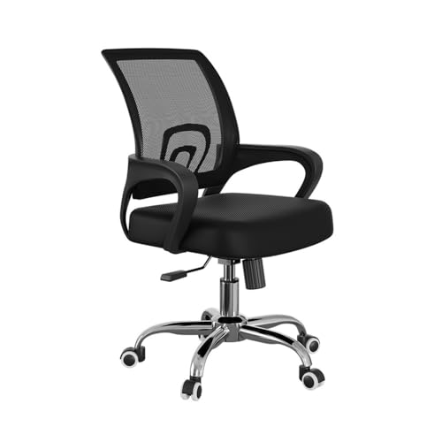 lskdnrufh Ergonomische Lift-Stühle aus Stoffnetzgewebe mit mittlerer Rückenlehne, komfortable Bürostühle for Zuhause, bequemer Gaming-Drehstuhl(Black) von lskdnrufh