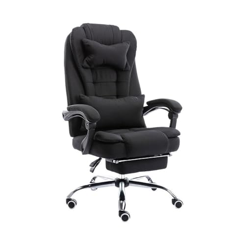 lskdnrufh Ergonomische Stühle mit Fußstütze und Armlehnen, modischer Stoff-Bürostuhl mit Hebefunktion und Liegefunktion, Drehstuhl(Black) von lskdnrufh