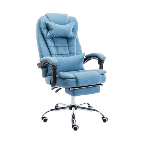 lskdnrufh Ergonomische Stühle mit Fußstütze und Armlehnen, modischer Stoff-Bürostuhl mit Hebefunktion und Liegefunktion, Drehstuhl(Blue) von lskdnrufh