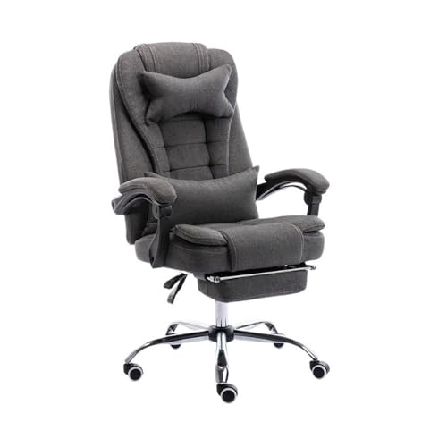 lskdnrufh Ergonomische Stühle mit Fußstütze und Armlehnen, modischer Stoff-Bürostuhl mit Hebefunktion und Liegefunktion, Drehstuhl(Gray) von lskdnrufh