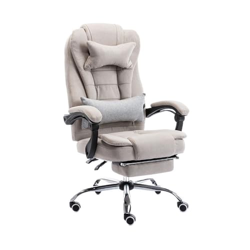 lskdnrufh Ergonomische Stühle mit Fußstütze und Armlehnen, modischer Stoff-Bürostuhl mit Hebefunktion und Liegefunktion, Drehstuhl(White) von lskdnrufh
