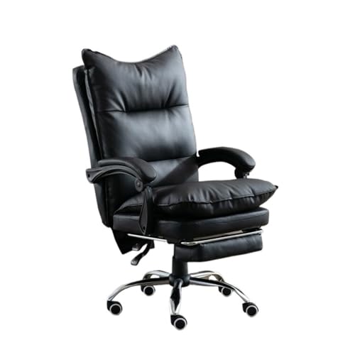 lskdnrufh Ergonomischer dreiteiliger Bürostuhl mit hoher Rückenlehne, Retro-Bürostuhl aus PU-Leder mit Gummirädern, Schreibtischstühle(Black) von lskdnrufh