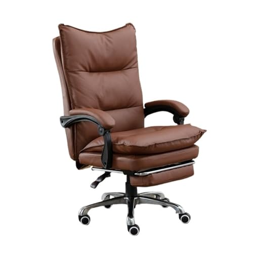lskdnrufh Ergonomischer dreiteiliger Bürostuhl mit hoher Rückenlehne, Retro-Bürostuhl aus PU-Leder mit Gummirädern, Schreibtischstühle(Dark Brown) von lskdnrufh