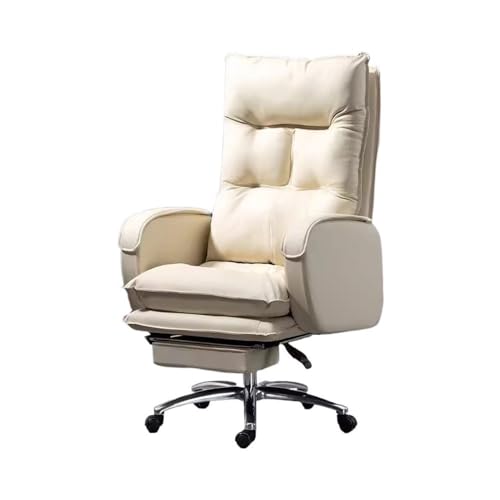 lskdnrufh Haushalt Liege Faul Sofa Stuhl Bequeme Sitzende Büro Mikrofaser PU Leder Drehstühle(White) von lskdnrufh