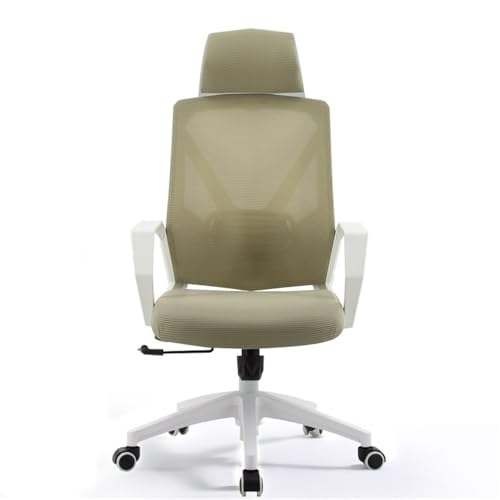 lskdnrufh Hohe Rückenlehne mit Kissen Bürostuhl Bequemer Heimdrehstuhl Konferenzstuhl Netzarmlehnen und Räder Ergonomische Stühle(Beige) von lskdnrufh