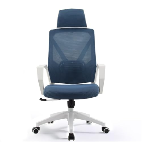 lskdnrufh Hohe Rückenlehne mit Kissen Bürostuhl Bequemer Heimdrehstuhl Konferenzstuhl Netzarmlehnen und Räder Ergonomische Stühle(Blue) von lskdnrufh