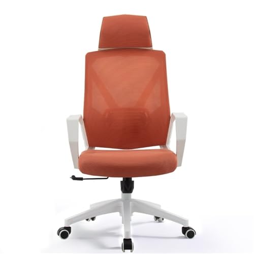 lskdnrufh Hohe Rückenlehne mit Kissen Bürostuhl Bequemer Heimdrehstuhl Konferenzstuhl Netzarmlehnen und Räder Ergonomische Stühle(Orange) von lskdnrufh
