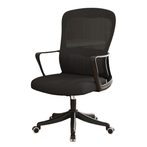 lskdnrufh Home Desk Mesh Feste Armlehne Bürostuhl Ergonomische Büro-Chefstühle mit Lordosenstütze(Black) von lskdnrufh