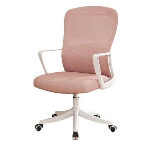 lskdnrufh Home Desk Mesh Feste Armlehne Bürostuhl Ergonomische Büro-Chefstühle mit Lordosenstütze(Pink) von lskdnrufh