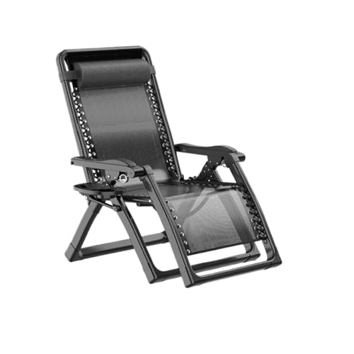 lskdnrufh Klappbare Loungesessel, Freizeitstühle for den Balkon zu Hause, stabile Rückenlehne for EIN Nickerchen im Büro, Strandstuhl(Black) von lskdnrufh