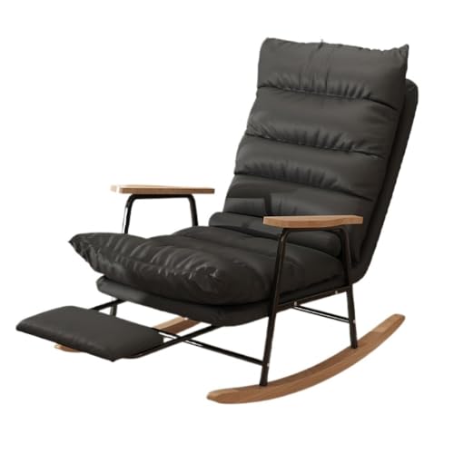 lskdnrufh Liegesofa Lazy Chair Massivholz Erwachsene Liege Einzelsofa Freizeit Balkon Schlafzimmer Stühle(Black) von lskdnrufh