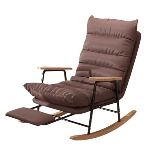 lskdnrufh Liegesofa Lazy Chair Massivholz Erwachsene Liege Einzelsofa Freizeit Balkon Schlafzimmer Stühle(Brown) von lskdnrufh