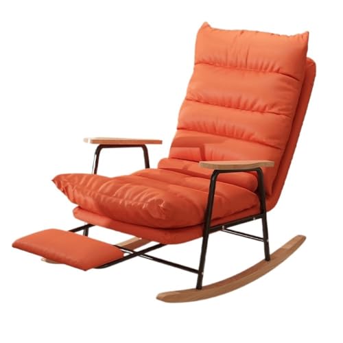 lskdnrufh Liegesofa Lazy Chair Massivholz Erwachsene Liege Einzelsofa Freizeit Balkon Schlafzimmer Stühle(Orange) von lskdnrufh