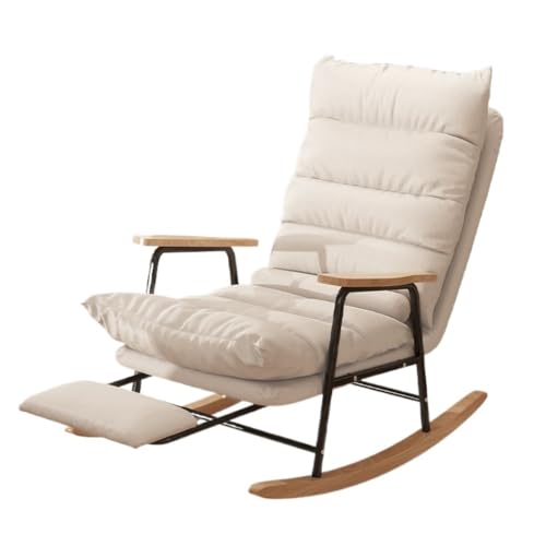 lskdnrufh Liegesofa Lazy Chair Massivholz Erwachsene Liege Einzelsofa Freizeit Balkon Schlafzimmer Stühle(White) von lskdnrufh