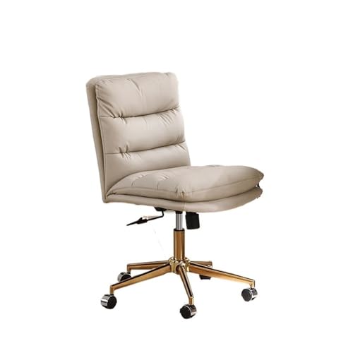 lskdnrufh Lift Home Verstellbarer Bürostuhl ohne Armlehnen Leder-Schreibtischstuhl Bequemer und weicher Bürostuhl Arbeitszimmer Büro-Schreibtischstuhl(Gold) von lskdnrufh