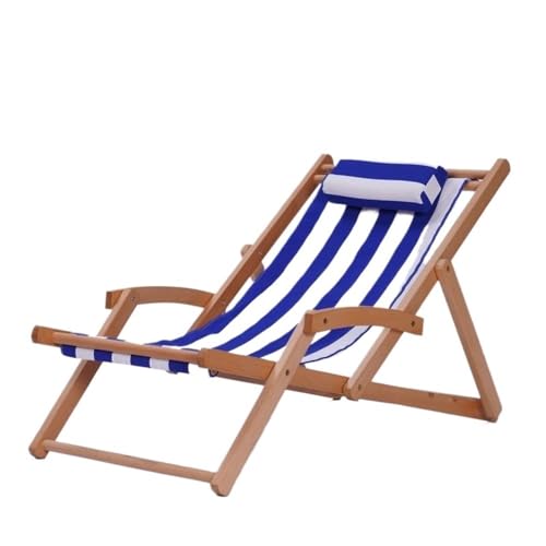 lskdnrufh Massivholz Strand Klappbare Lounge Stühle Balkon Home Freizeit Bequeme Stühle Sonnenbaden Mittagspause Outdoor Stuhl(Blue) von lskdnrufh
