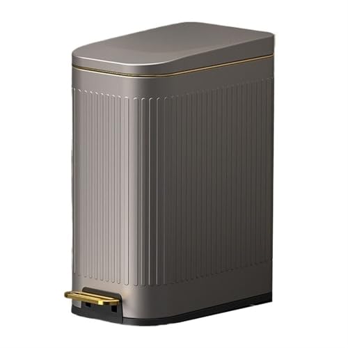 lskdnrufh Mülleimer Schmaler Mülleimer mit Absenkautomatik, Fußpedal und herausnehmbarem Inneneimer, Edelstahl-Tretmülleimer, Luxus-Retro-Mülleimer for Wohnzimmer, Küche und Bad Trash Can(Gray,7L) von lskdnrufh