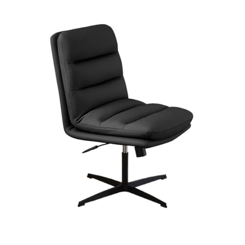 lskdnrufh Räder Ergonomischer Bürostuhl Chefsessel Bürostühle Ohne Armlehne PU-Lederstühle(Black) von lskdnrufh