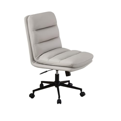 lskdnrufh Räder Ergonomischer Bürostuhl Chefsessel Bürostühle Ohne Armlehne PU-Lederstühle(Gray) von lskdnrufh