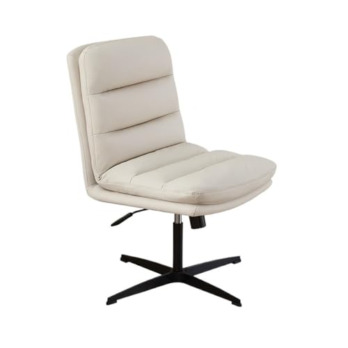 lskdnrufh Räder Ergonomischer Bürostuhl Chefsessel Bürostühle Ohne Armlehne PU-Lederstühle(White) von lskdnrufh