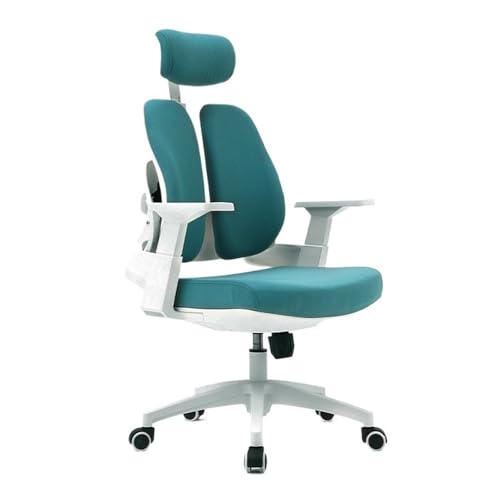 lskdnrufh Rollschreibtisch, ergonomischer Bürostuhl mit hoher Rückenlehne, Chefdrehstühle mit Verstellbarer Armlehne, Lordosenstütze und Kopfstütze(Blue) von lskdnrufh